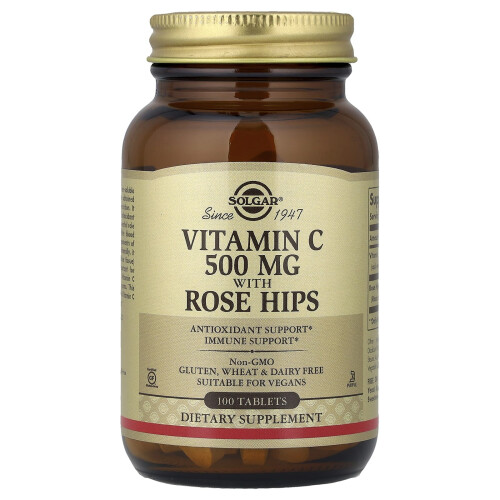Solgar Solgar, Vitamiini C Rose Hipin Kanssa, 100 Tabletti