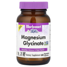 Bluebonnet Nutrition, Magnézium glicinát, 60 növényi kapszula (100 mg kapszulánként)