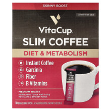 VitaCup, Ohut Instant Coffee, Keskituore, 10 yksittäistä palautetta, 0.13 oz (3.7 g) Kunkin