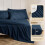 Queen-Bettwäscheset, marineblau, Steppdesign, 7-teilig 4