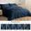 Queen-Bettwäscheset, marineblau, Steppdesign, 7-teilig 7