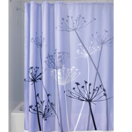 Cortina de chuveiro em poliéster cinza e coral com estampa de cardo, 183 x 183 cm (72 x 72 polegadas). 2