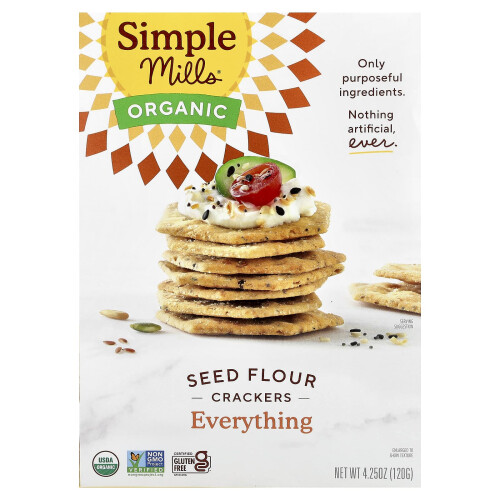 Simple Mills, Organic Seed Flour Crackers, Everything, 4,25 oz (120 g)