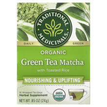 Traditional Medicinals, Organic Green Tea with Toasted Rice, Matcha, 16 Wrapped Tea Bags, 0.85 oz (24 g)
