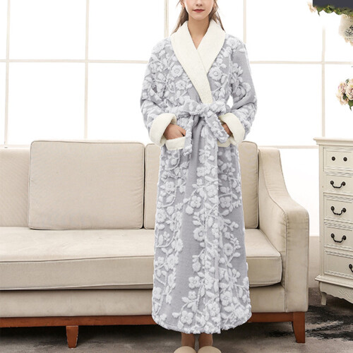Γυναικεία ρόμπα ύπνου διπλής στρώσης από Arctic Fleece, με στάμπα ζακάρ, χαλαρή 1