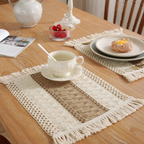 Σουπλά λινό βαμβάκι boho 30x40εκ. 4 τεμάχια 1