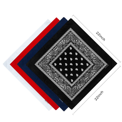 Pacote com 12 bandanas básicas de algodão com estampa paisley, 56 x 56 cm (22 x 22 polegadas). 2