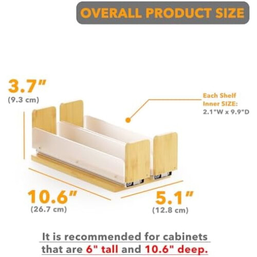 Porta-temperos de bambu com gavetas e 2 níveis. 1