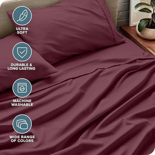Σετ σεντονιών Luxury1800 Ultra-Soft από μικροΐνες – Διπλά βουρτσισμένα, με βαθιές τσέπες, 4 2