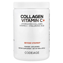 Codeage, Collagen Vitamin C + Pulver, hydrolysiertes Collagen, Vitamin C, Hyaluronsäure, ungeschmackt, 9,98 oz (283 g)