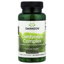 Swanson, Cordyceps-Komplex mit Reishi- und Shiitake-Pilzen, 60 Veggie-Kapseln