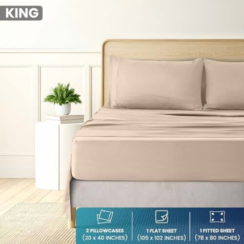 Queen Sheet Set Brushed Microfiber 4-Piece 1
