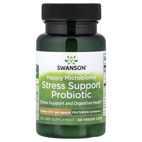 Swanson, Happy Microbiome Stress Support Probiotic, 3 Billion CFU, 30 Veggie Caps
