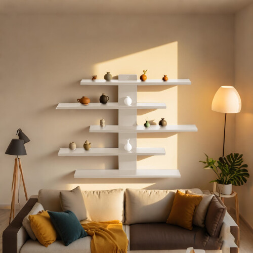 Wandgemonteerde houten plank organizer 37x37cm wit 1