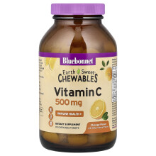 Bluebonnet Nutrition, EarthSweet Chewables, Vitamin C, Orange, 500 mg, 90 Chewable Tablets
