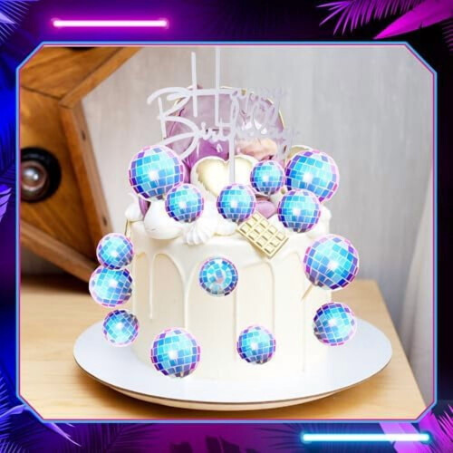 Rosa diskokule-cupcake-topper 24 stk 1