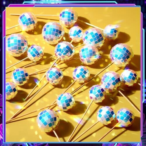 Rosa diskokule-cupcake-topper 24 stk 2