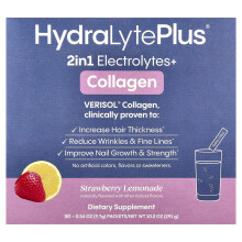 Hydralyte, Verisol Colágeno, Polvo de Electrolitos con Sabor a Fresa y Limón, 30 Paquetes, 0.34 oz (9.7 g) Cada Uno