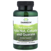 Swanson Kola Nut, Catuaba & Guarana 90 Capsules | Natural Caffeine & Energy Support