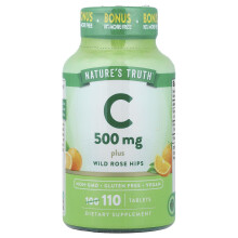 Nature's Truth, Vitamiini C Plus Wild Rose Hips, 500 mg, 110 Tablettia
