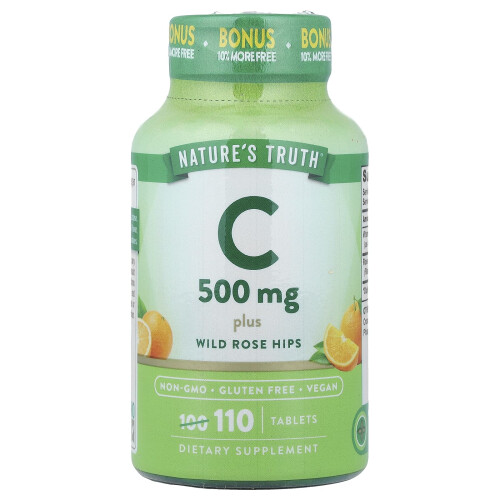 Nature's Truth, Vitamiini C Plus Wild Rose Hips, 500 mg, 110 Tablettia