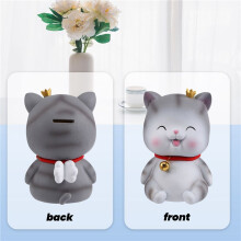 Caisse D'éPargne DéCorative de Chat Mignon, Tirelire de DéCoration de la Maison Tirelire Aide Forme de Bonnes Habitudes D'Argent, les Yeux FerméS