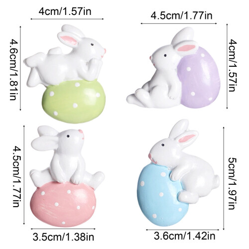 Rabbit Holding Egg Fridge Magnets Set Resin 6pcs 2