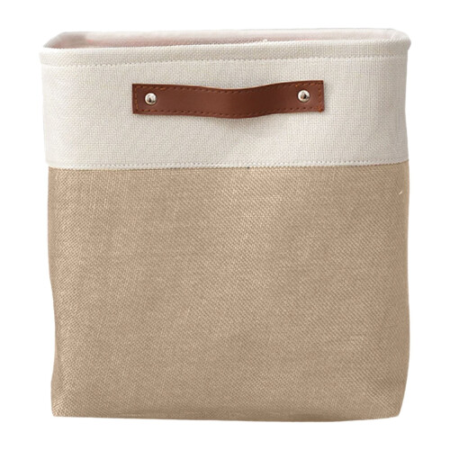Grand panier de rangement en lin avec poignées 1
