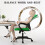 Sedia da ufficio in rete con supporto lombare e braccioli, colore verde. 6