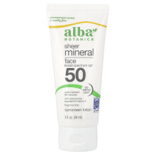 Alba Botanica, Mineraliske Skærme Solcreme, SPF 50, Duftfri, 2 fl oz (59 ml)
