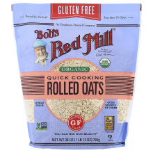 Bob's Red Mill, Organický rychlý vaření rollovaný oves, 1 lb 12 oz (794 g)