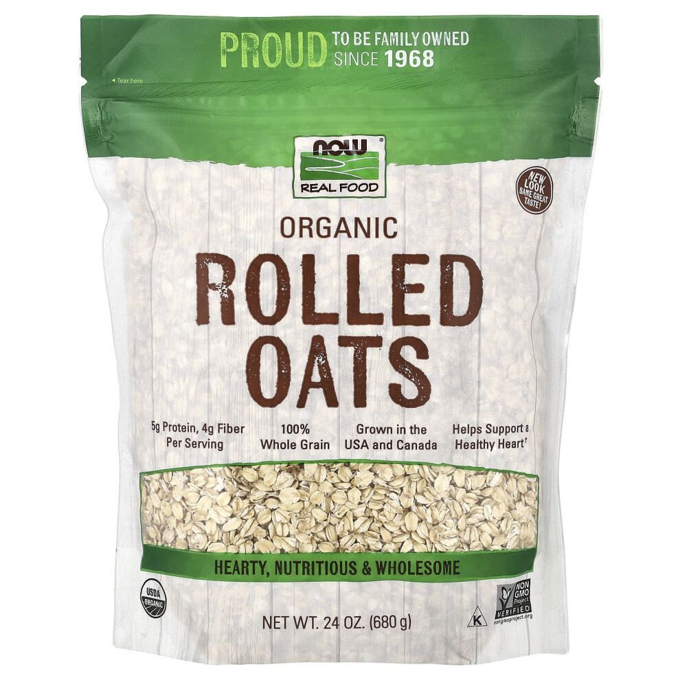Now Foods , Organic Rolled Oats, 24 Oz (680 G)