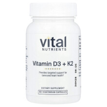 Vital Nutrients, K2-7 + D3, 60 Vegetariske Kapsler