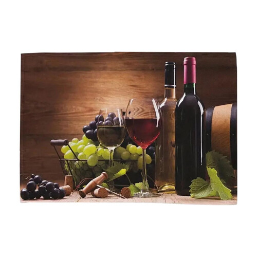 Jogo americano de linho com tema de vinho, 72 x 11 polegadas. 1