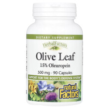 Natural Factors, HerbalFactors, Olivenblatt, 500 mg, 90 Kapseln