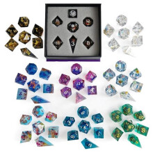 Hymgho Premium Gaming HYO0243 Mystery Sharp Edge Resin Dice - Set of 7