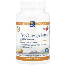 Nordic Naturals, ProOmega Junior, Hallon, 500 mg, 90 Myggor (250 mg per Mygg)