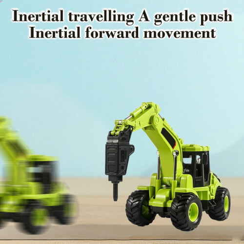 Friction Powered Construction Vehicle Set with Drill Rig Simulation Models for Role Play Action Fun 2