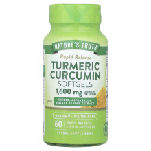 Nature's Truth, Turmeric Curcumin plus Ginger, Astragalus and Black Pepper Extract, 1,600 mg, 60 Rapid Release Liquid Softgels (800 mg per Softgel)