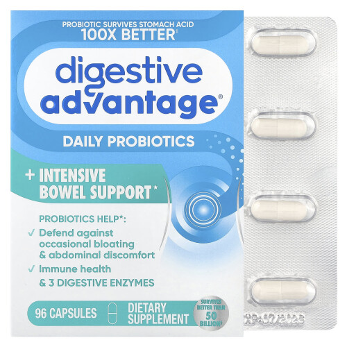 Schiff, Digestive Advantage, Daily Probiotics + Intensive Bowel Support, 96 Capsules