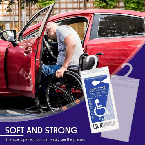 Handicap Placard Holder Disabled Parking Permit Protector Mirror Tag Sleeve-NEW E9I3 2