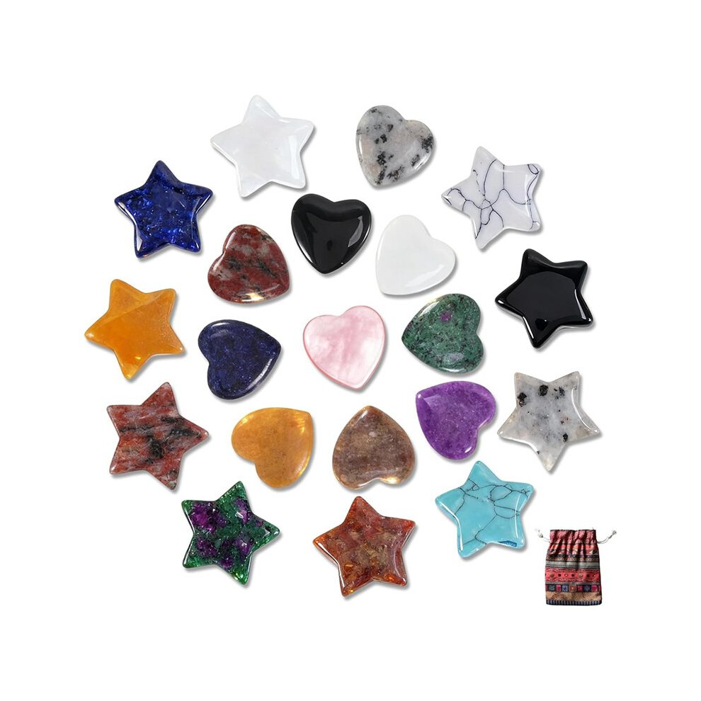 Melitt 20 Pcs Star Healing Crystals And Gemstones Set For Stress Relief, Meditation, And Reiki Chakra Healing