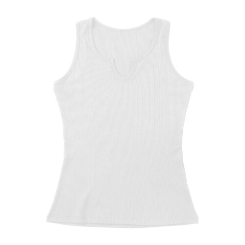 Ärmelloses, geripptes Tanktop mit V-Ausschnitt für Damen, einfarbig 2