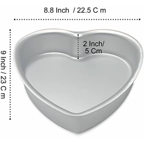 Conjunto de 2 Formas de Bolo em Alumínio em Formato de Coração de 20 cm (8 polegadas) para Casamentos, Festas e Família – Compatíveis com 1