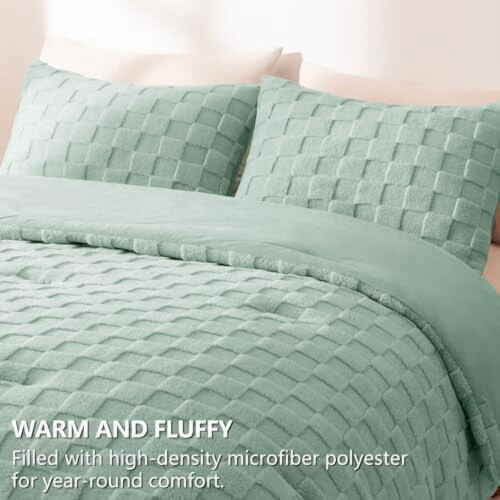 Sage Green Fleece King Comforter Set 3-Piece 2