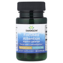 Swanson, Geconcentreerde aandacht Alpinia Galanga, zonder cafeïne, 300 mg, 30 capsules
