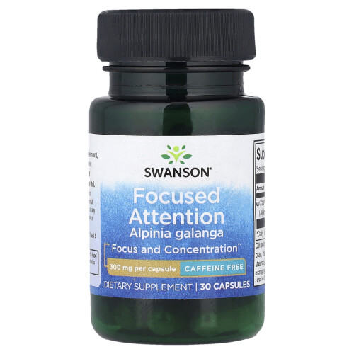 Swanson, Εστιασμένη Διάθεση Αλπινία Γαλάνγκα, Χωρίς ΚΑΦΕΪΝ, 300 mg, 30 Φιαλίδια