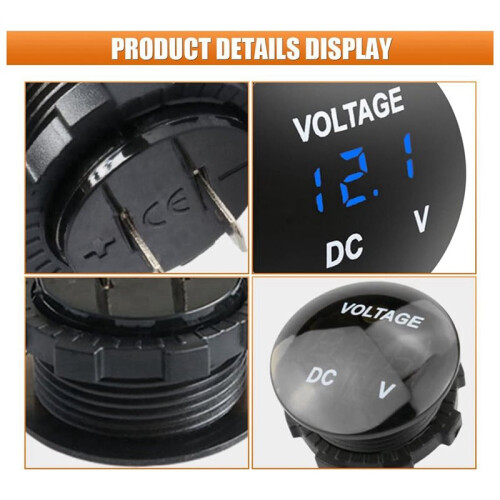 Battery Voltage Meter,  12V Waterproof Voltage Meter Tester, LED Digital Display Voltage Gauge Meter 2