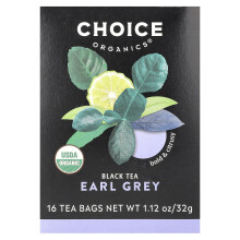 Choice Organic Teas, Zwarte thee, Earl Grey, 16 Theezakjes, 1,12 oz (32 g)