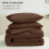 King Size Brown Comforter Set, 3-Pc Breathable Quilted Bedding with Down Alternative Comforter & 2 Pillowcases 3